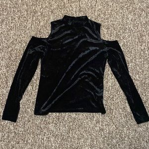 black velvet long sleeve with shoulder cut outs
